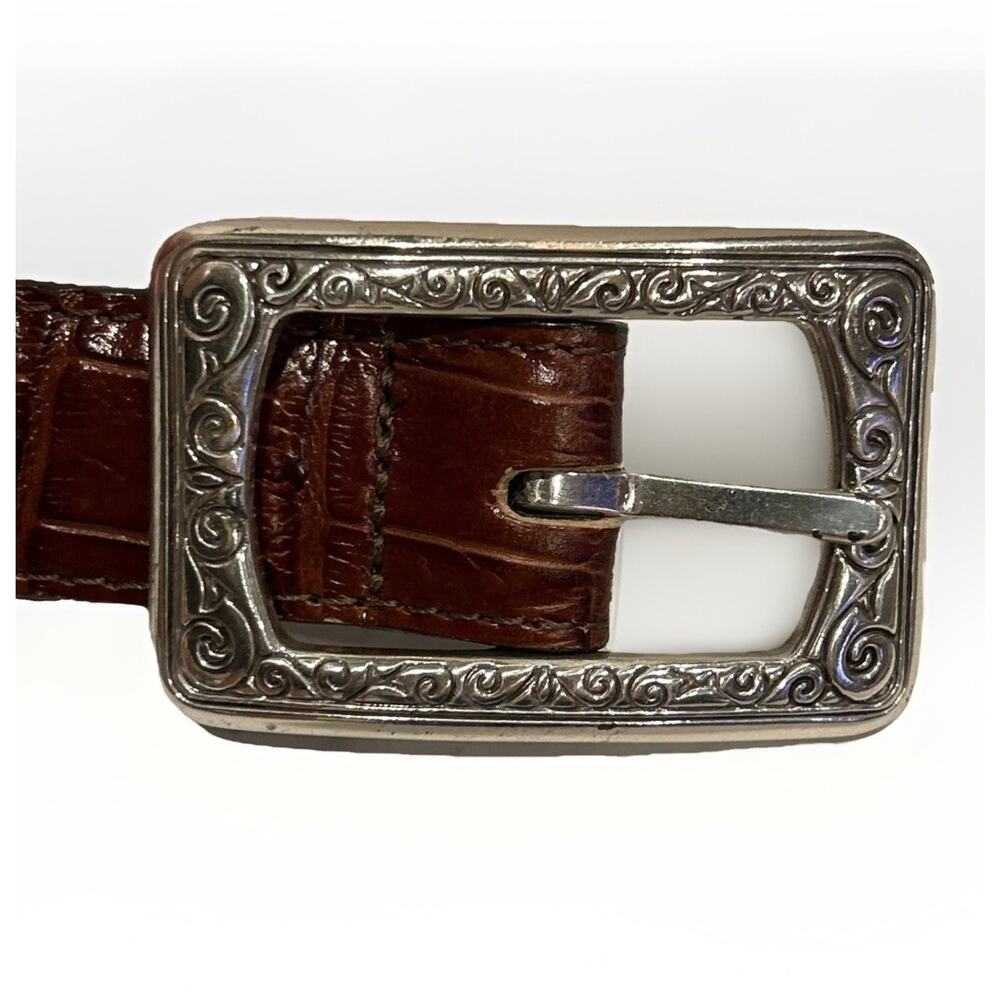 Brighton Belt Reversible Brown & Black Crocodile Size ML 32 Leather 1" EUC - Picture 2 of 8